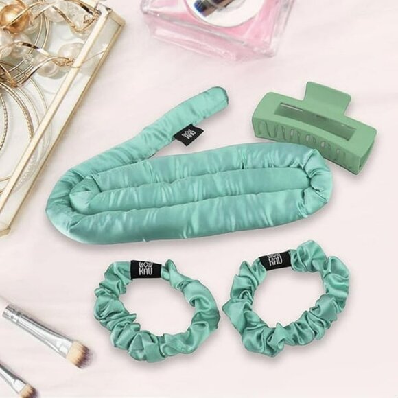 KAV Silk Heatless Curling Rod with Clip and Scrunchie Set, 4pcs set - Picture 2 of 4